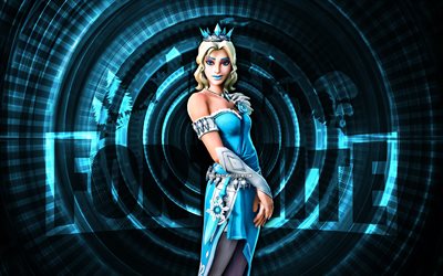 Glimmer Fortnite, 4k, blue spiral background, Fortnite, creative, Glimmer Skin, Fortnite Glimmer Skin, Glimmer, Fortnite characters