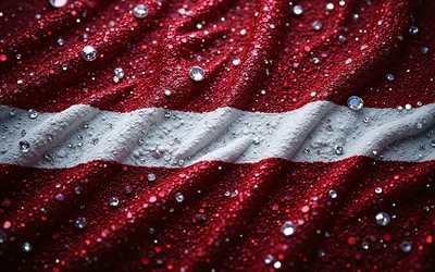 Latvian flag, 4K, gemstones, flag of Latvia, crystals, shiny stones, Latvia, Latvian gemstones flag, creative art, burgundy gemstones, burgundy white crystals, Latvia flag