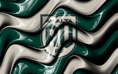 logotipo 3d de av alta fc, 4k, ondas 3d beige verdes, liga uno de la usl, fútbol americano, bandera av alta fc, creativo, logotipo de av alta fc, club de futbol americano, fútbol, av alta fc