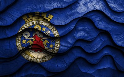 4k, bandera de oslo, condados de noruega, banderas de madera con ondas 3d, día de oslo, noruega, bandera de madera de oslo, condados noruegos, oslo