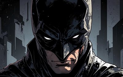 말 당번, 4k, 어두운 추상 배경, 하얀 눈, dc 코믹스, 슈퍼 히어로, 배트맨 아트, 팬 아트, 배트맨 4k