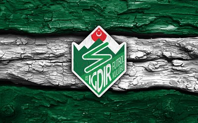 logotipo de madeira do igdir fk, 4k, fundo de madeira branco verde, tff 1 liga, futebol, igdir fk logo, emblema igdir fk, igdir fk, clube de futebol turco, igdir fc