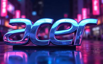 acer metalllogo, 4k, digitale kunst, bokeh, cyberpunk, marken, acer 3d logo, kreativ, acer logo, elektronikmarken, acer