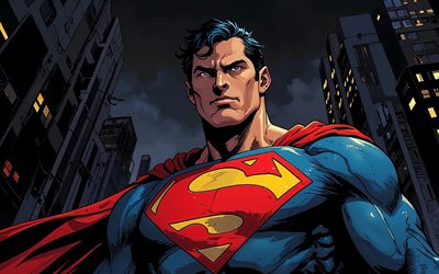 초인, 4k, 밤, 벡터 아트, 슈퍼 히어로, 마블 코믹스, 어두운 추상 배경, 슈퍼맨 아트, 팬 아트, 슈퍼맨 4k