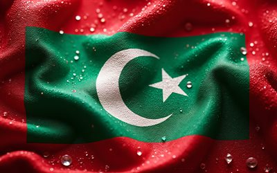 Maldives flag, 4K, gemstones, flag of Maldives, crystals, shiny stones, Maldives, creative art, red gemstones, red green crystals, Maldivian flag