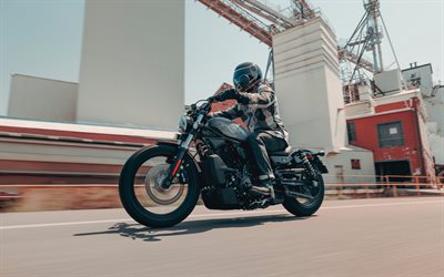 harley davidson nightster, 4k, camino, 2026 bicicletas, desenfoque de movimiento, supermotos, rh975, 2026 harley davidson nightster, motocicletas americanas, harley davidson