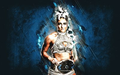 Lyra Valkyria, WWE, American wrestler, turquoise stone background, WWE Champion, Lyra Valkyria wrestler, grunge art, USA, wrestling, Aoife Marie Cusack, Lyra Valkyria WWE, World Wrestling Entertainment