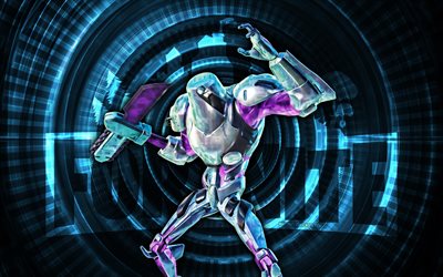 فضة زيج فورتنايت, 4k, خلفية دوامة زرقاء, فورتنايت, مبدع, جلد زيج الفضي, fortnite الجلد الفضي zyg, زيج الفضة, شخصيات فورتنايت