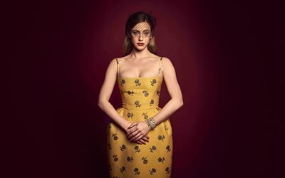 ليلي راينهارت, 4k, جلسة تصوير الجوع, ممثلة أمريكية, فستان أصفر, هوليوود, المشاهير الأمريكيين, ليلي بولين راينهارت, نجوم السينما, جلسة تصوير للجمال ليلي راينهارت