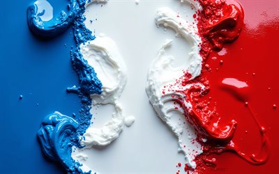 العلم الفرنسي, أزرق, أبيض, ضربات الطلاء الأحمر الأبيض والأزرق, علم فرنسا, فن الطلاء, علم الطلاء الفرنسي, أوروبا, فرنسا, العلم الفرنسي بضربات الطلاء