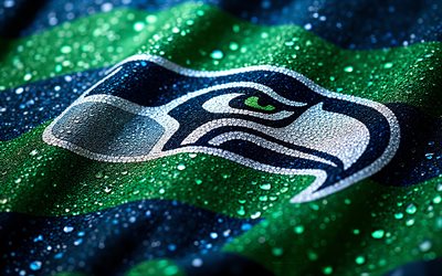 시애틀 시호크스 크리에이티브 로고, 4k, 푸른 녹색 보석 배경, 미식축구 클럽, 시애틀 시호크스 로고, 보석 예술, 시애틀 시호크스 엠블럼, 미국, 시애틀 시호크스, 미식 축구, nfl