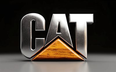 Caterpillar wooden metal logo, 4k, minimalsim, CaT, dark background, creative, Caterpillar two-material logo, Caterpillar 3D logo, CaT logo, construction equipment, Caterpillar logo, Caterpillar