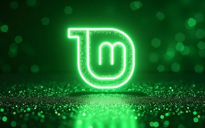 linux mint glitter  logo, 4k, luova, vihreä glitter  tausto, tuotemerkit, linux mint neon  logo, os  logo, linux minttu abstrakti logo, taideteos, linux mint  logo, linux  minttu
