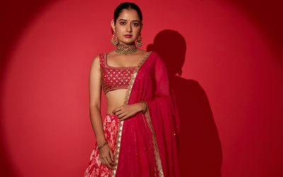 Ashika Ranganath, Indian actress, Red Indian saree, photoshoot, Bollywood, Indian fashion model, beautiful women, Ashika Ranganath photoshoot