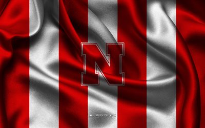 4k, Nebraska Cornhuskers logo, red white silk fabric, American football team, Nebraska Cornhuskers emblem, NCAA, Nebraska Cornhuskers, USA, American football, Nebraska Cornhuskers football, National Collegiate Athletic Association