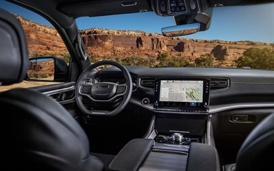 2025, ジープワゴニアオーバーランド, 4k, 内部ビュー, インテリア, ダッシュボード, 新しいジープワゴニア, アメリカの車, ジープワゴニア2025内, ジープ
