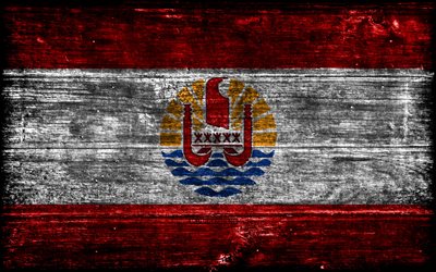 drapeau en bois français en polynésie, 4k, drapeaux grunge en bois, pays océaniens, drapeau de la polynésie française, jour de la polynésie française, océanie, drapeau français en polynésie, polynésie française, symboles nationaux de polynésie française