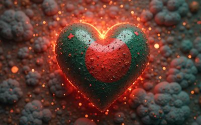 I Love Bangladesh, 4k, colorful 3D background, 3D art, creative, Day of Bangladesh, flag of Bangladesh, heart with Bangladesh flag, 3D hearts, Bangladeshi flag, Bangladesh, Love for Bangladesh