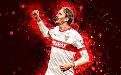 nick woltemade, 4k, luci al neon rossa, vfb stuttgart, bundesliga, calciatori tedeschi, nick woltemade 4k, calcio, stuttgart fc, nick woltemade stuttgart