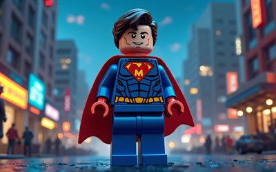 4k, marvel, paysage nocturne, super héros, lego art, comics marvel, marvelman lego, art 3d, marvelman 3d, fan art, marvelman 4k