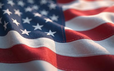 amerika birleşik devletleri bayrağı, 3d dalgalar tekstil dokusu, abd bayrağı, amerikan bayrağı, ipek bayrağı, amerika, amerika birleşik devletleri