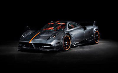 2025, Pagani Huayra, 4k, front view, hypercar, exterior, Huayra BC, black Pagani Huayra, supercars, Italian sports cars