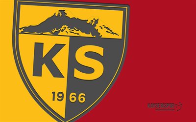 شعار kayserispor, 4k, خلفية حمراء, فن الكربون, kayserispor شعار, نادي كرة القدم التركي, سوبر ليغ, ديك رومى, kayserispor, كرة القدم, kayserispor fc