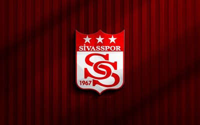 4k, sivasspor 3d logosu, süper lig, kırmızı 3d arka plan, futbol, sivasspor amblemi, sivasspor logosu, sivasspor, türk futbol kulübü, sivasspor fc