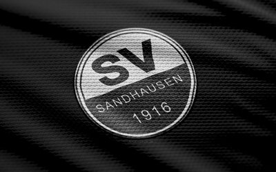 sv sandhausen logo logo, 4k, خلفية النسيج الأسود, 2 البوندسليجا, خوخه, كرة القدم, sv sandhausen شعار, sv sandhausen, نادي كرة القدم الألماني, sandhausen fc