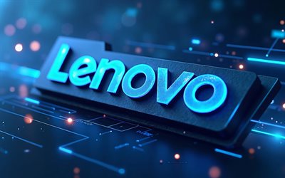 lenovo  logo, 4k, lenovon luova 3d  logo, sininen teknologiatausta, lenovo blue neon  logo, lenovo  tunnus, luova taide, korkean teknologian, lenovo