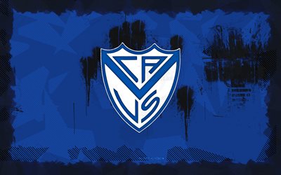 logotipo de velez sarsfield grunge, 4k, división de primera argentina, fondo de grunge azul, fútbol, velez sarsfield emblema, fútbol americano, logotipo de velez sarsfield, ca velez sarsfield, club de fútbol argentino, velez sarsfield fc