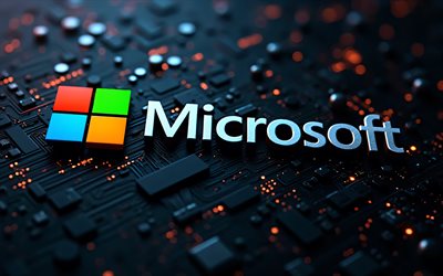 microsoft red neon logo, 4k, schwarzer hi tech hintergrund, mikrocircuits, leiter, softwaremarken, kreativ, microsoft  logo auf microcircuit, marken, microsoft abstract logo, kunstwerk, microsoft  logo, microsoft
