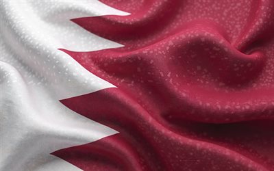 bandera de qatar, 4k, textura textil de ondas 3d, katar, asia, bandera 3d de qatar, textura de seda