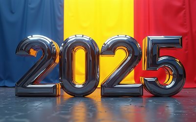 2025 رومانيا, 4k, علم رومانيا, السفر إلى رومانيا 2025, رومانيا 2025 أرقام, الفن ثلاثي الأبعاد, 2025 الأرقام ثلاثية الأبعاد, رومانيا, 2025 مفاهيم