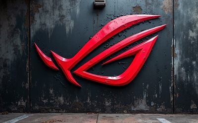 4k, rogロゴ, アサス, 壁に落書き, グランジアート, 創造的なグランジアート, rogグラフィティ, rog, asus rog, asusロゴ