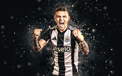 Kieran Trippier, 4k, white neon lights, Newcastle United, Premier League, English footballers, Kieran Trippier 4K, football, soccer, Newcastle United FC, Kieran Trippier Newcastle United