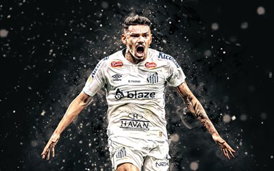 tiquinho soares, 4k, luzes de neon brancas, santos fc, serie brasileira a, jogadores de futebol brasileiros, tiquinho soares 4k, futebol, tiquinho, santos, sfc, tiquinho voa em santos
