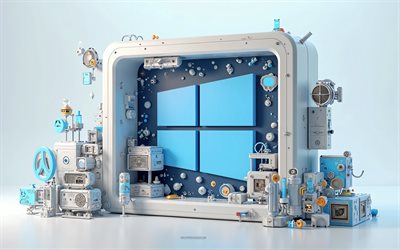 logo windows 10, 4k, 3d art, concetti tecnologici, logo windows, microsoft, arte futuristica, emblema di windows 10, segno di windows 10, finestre