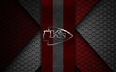 Kansas City Chiefs, NFL, red white knitted texture, Kansas City Chiefs logo, American football club, Kansas City Chiefs emblem, American football, Kansas City, USA