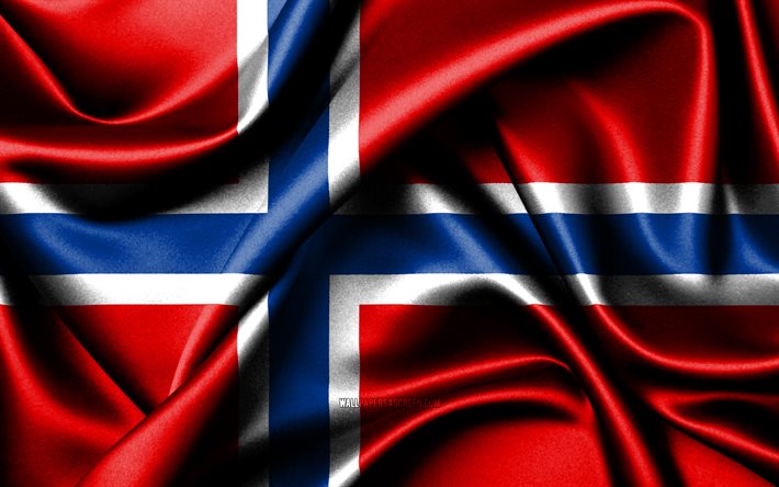 norveç bayrağı, 4k, avrupa ülkeleri, kumaş bayraklar, norveç günü, dalgalı ipek bayraklar, avrupa, norveç ulusal sembolleri, norveç