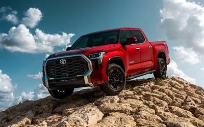 Toyota Tundra, 4k, extreme, 2022 cars, red pickup, offroad, 2022 Toyota Tundra, Red Toyota Tundra, japanese cars, pictures with Toyota, Toyota