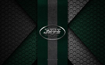 New York Jets, NFL, green white knitted texture, New York Jets logo, American football club, New York Jets emblem, American football, New York, USA