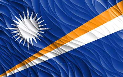 4k, Marshall Islands flag, wavy 3D flags, Oceanian countries, flag of Marshall Islands, Day of Marshall Islands, 3D waves, Marshall Islands national symbols, Marshall Islands