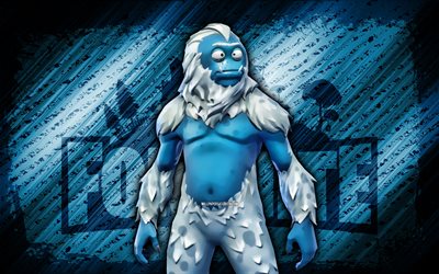 Trog Fortnite, 4k, blue diagonal background, grunge art, Fortnite, artwork, Trog Skin, Fortnite characters, Trog, Fortnite Trog Skin
