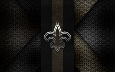 New Orleans Saints, NFL, gray knitted texture, New Orleans Saints logo, American football club, New Orleans Saints emblem, American football, Louisiana, USA