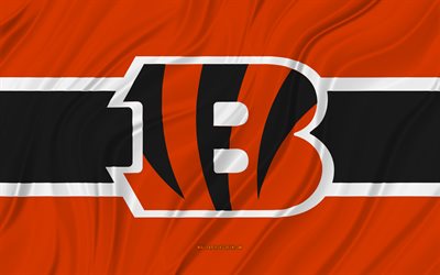 Cincinnati Bengals, 4K, orange black wavy flag, NFL, american football, 3D fabric flags, Cincinnati Bengals flag, american football team, Cincinnati Bengals logo