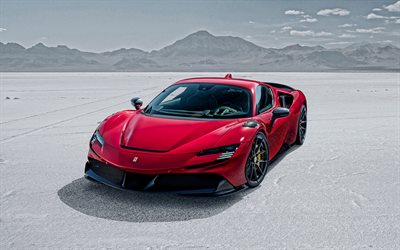 2022, Novitec, Ferrari SF90 Stradale, 4k, top view, exterior, red supercar, SF90 Stradale tuning, Italian sports cars, Ferrari