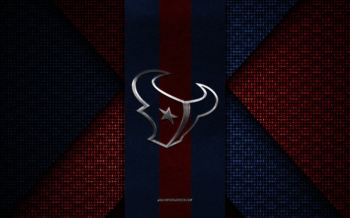 Houston Texans, NFL, blue red knitted texture, Houston Texans logo, American football club, Houston Texans emblem, American football, Texas, USA