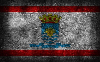 4k, Florianopolis flag, Brazilian cities, stone texture, Flag of Florianopolis, stone background, Day of Florianopolis, grunge art, Brazilian national symbols, Florianopolis, Brazil