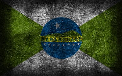 4k, Maranguape flag, Brazilian cities, stone texture, Flag of Maranguape, stone background, Day of Maranguape, grunge art, Brazilian national symbols, Maranguape, Brazil